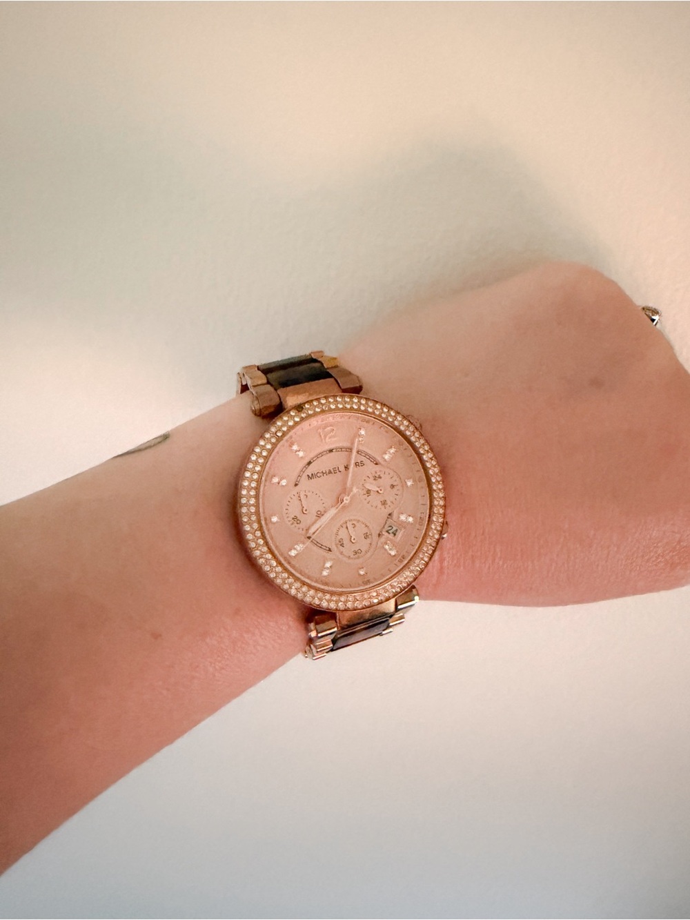 Michael Kors Rose Gold and Brown Crystal-Accent Women's Watch